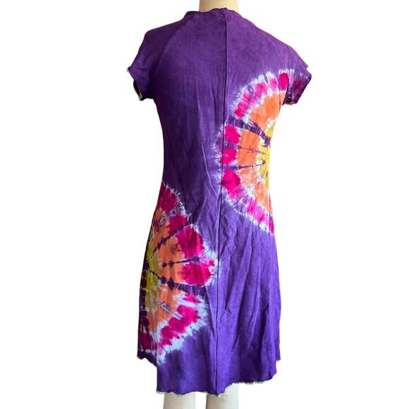 Womens Dress Size Small Purple Tie Dye Handmade Organic Bamboo Hippie Earthy - Picture 3 of 7